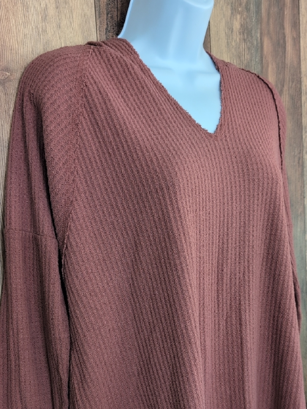 wild fable Waffle Knit V-Neck Pullover Hoodie Shirt M Q246 - Picture 2 of 6